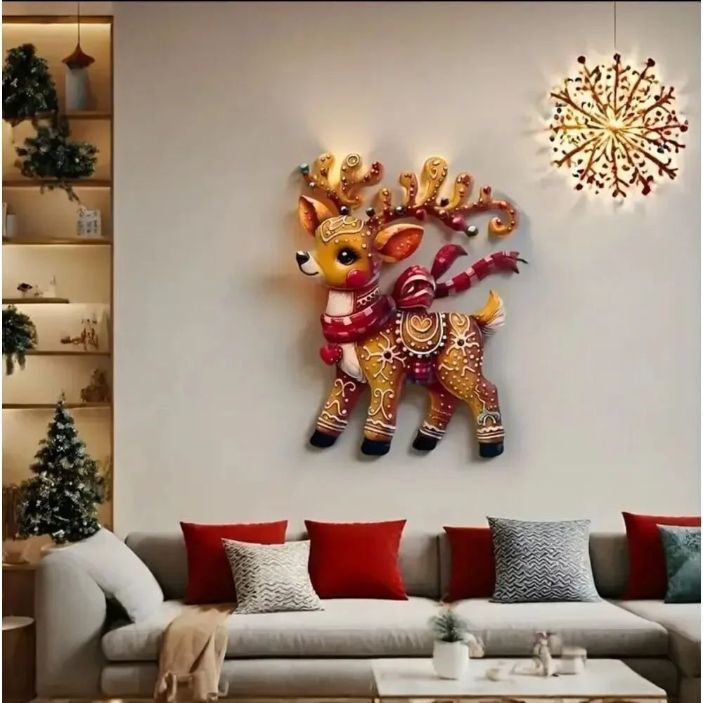 Handmade Metal Christmas Gingerbread Reindeer Indoor or Outdoor Wall/Door Decor - Picture 6 of 7